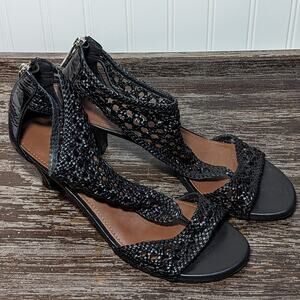 Donald Pliner Women's Black Woven Verona Leather Open Toe Size 9